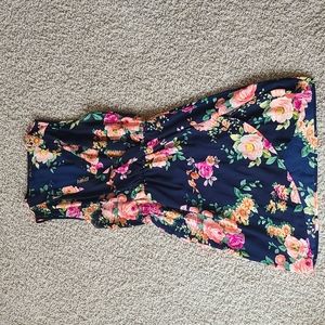 Small Navy Floral Print Mini Dress